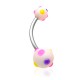 Piercing nombril UV 71 - Bonbon blanc avec perles multicolores
