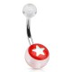 Piercing nombril UV 72 - étoile brillante sur fond rouge