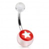 Piercing nombril UV 72 - étoile brillante sur fond rouge