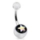 Piercing nombril UV 72 - étoile brillante sur fond noir