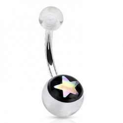 Piercing nombril UV 72 - étoile brillante sur fond noir