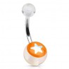 Piercing nombril UV 72 - étoile brillante sur fond orange
