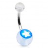 Piercing nombril UV 72 - étoile brillante sur fond bleu