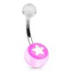 Piercing nombril UV 72 - étoile brillante sur fond rose