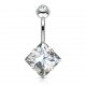 Piercing nombril cristal 58 - Losange plat transparent