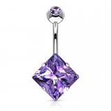 Piercing nombril cristal 58 - Losange plat lilas