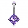 Piercing nombril cristal 58 - Losange plat lilas