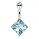 Piercing nombril cristal 58 - Losange plat bleu-clair