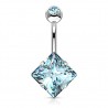 Piercing nombril cristal 58 - Losange plat bleu-clair