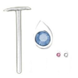 Piercing nez pliable 0.5mm 67 - Goutte avec strass