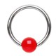 Piercing anneau 1,6mm 08 - UV Acrylique boule rouge