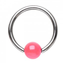 Piercing anneau 1,6mm 08 - UV Acrylique boule rose