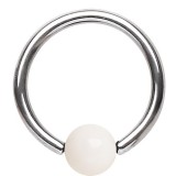 Piercing anneau 1,6mm 08 - UV Acrylique boule blanc