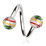 Piercing spirale 04 - Boule striée rasta