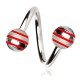 Piercing spirale 04 - Boule striée rouge