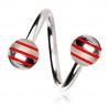 Piercing spirale 04 - Boule striée rouge