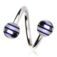 Piercing spirale 04 - Boule striée bleue