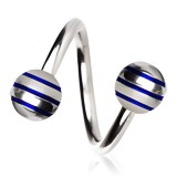 Piercing spirale 04 - Boule striée bleue