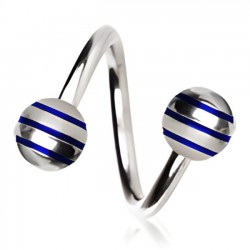 Piercing spirale 04 - Boule striée bleue