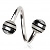 Piercing spirale 04 - Boule striée noire