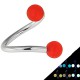 Piercing spirale 17 - Boules fluorescentes rouges