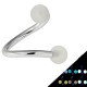 Piercing spirale 17 - Boules fluorescentes blanches