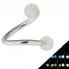Piercing spirale 17 - Boules fluorescentes blanches