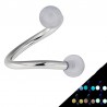 Piercing spirale 17 - Boules fluorescentes bleu-clair