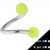 Piercing spirale 17 - Boules fluorescentes vert-pomme