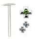 Piercing nez pliable 0.5mm Petite croix avec strass vert central (70)