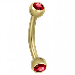 Banane 38 - Plaqué-or jaune double cristal rouge