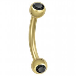 Banane 38 - Plaqué-or jaune double cristal noir