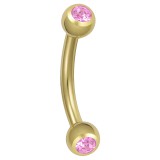 Banane 38 - Plaqué-or jaune double cristal rose