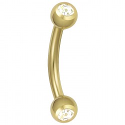 Banane 38 - Plaqué-or jaune double cristal transparent