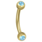 Banane 38 - Plaqué-or jaune double cristal bleu-clair