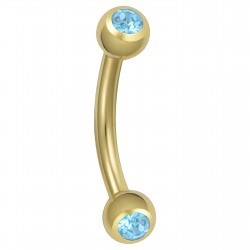 Banane 38 - Plaqué-or jaune double cristal bleu-clair