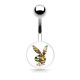 Piercing nombril logo Playboy tête de lapin multicolore