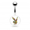 Piercing nombril logo Playboy tête de lapin multicolore