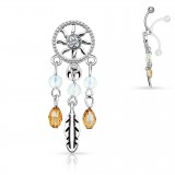 Piercing nombril attrape rêve 08 - Inversé cristal transparent