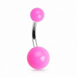 Piercing nombril UV 73 - Boules néons roses