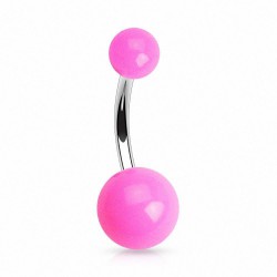 Piercing nombril UV 73 - Boules néons roses