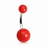 Piercing nombril UV 73 - Boules néons rouges