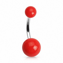 Piercing nombril UV 73 - Boules néons rouges
