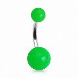 Piercing nombril UV 73 - Boules néons vert-pomme