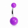 Piercing nombril UV 73 - Boules néons lilas
