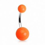 Piercing nombril UV 73 - Boules néons oranges