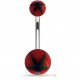 Piercing nombril UV 47 - Boules rouges étoiles noires