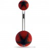 Piercing nombril UV 47 - Boules rouges étoiles noires