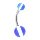 Piercing nombril UV 52 - Boule bleue rayure blanche
