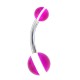 Piercing nombril UV 52 - Boule lilas rayure blanche